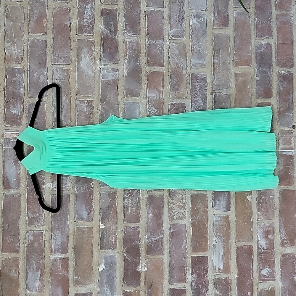 Mint Green Pleated Flowy Dress